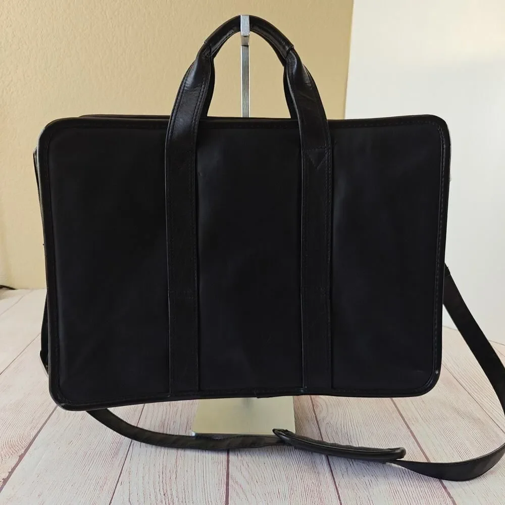 Vintage 90s U.S. Luggage NY leather expandable briefcase/laptop travel bag